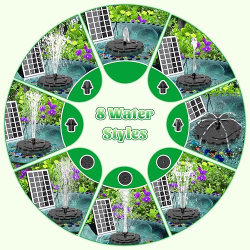 Floating Solar Fountain Kit Works in Shade (Black+ White3)