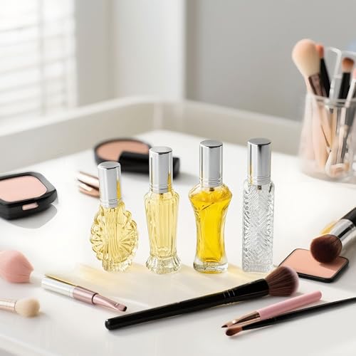 4 Pcs Vintage Glass Refillable Perfume Bottles Empty Spray Set (4 Count)