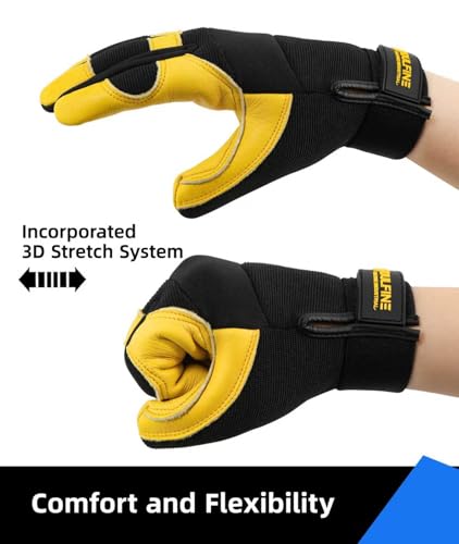 Cow Leather Palm 1 Pair Pack Work Gloves for Men & Women Black XL (Black / X-Large)
