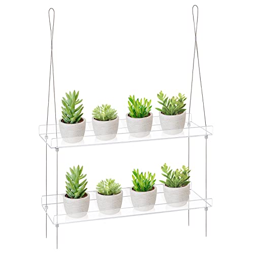 2 Tier Acrylic Window Boxes Plant Shelves for Window of Kitchen (Clear / 2-Tier)