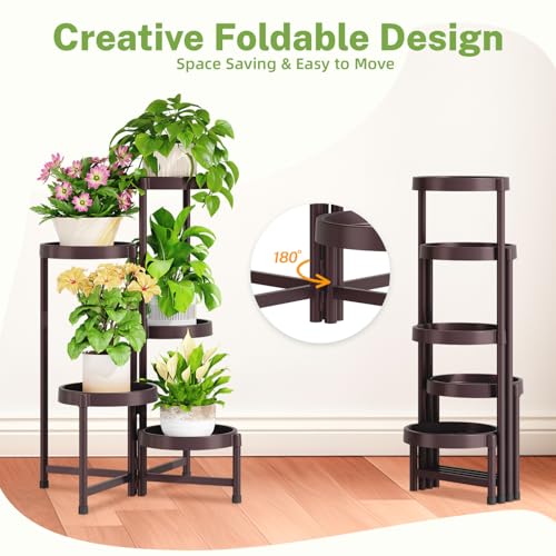 5 Tier Folding Plant Stand Indoor Outdoor (Violet Bronze / 5 Tiers)