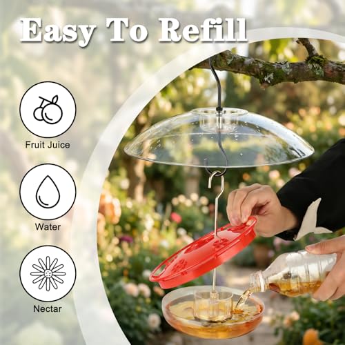 Hummingbird Feeder with Rainproof Dome (Red w/Rain Dome)