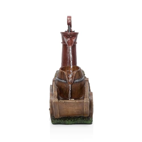 ZEN276S Outdoor Vintage Water Pump and Wheelbarrow Floor Fountain