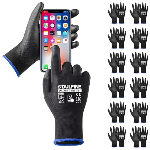 Touchscreen Safety Work Gloves for Men 12 Pairs (12 Count)