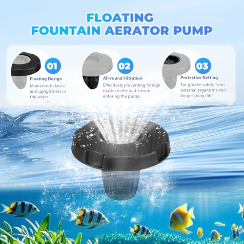 Pond Fountain Aerator 5000GPH Floating Fountain Pump for Large Pond