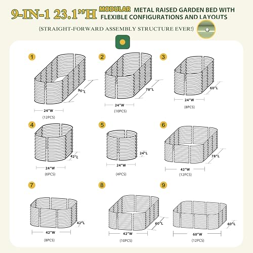 8x2x2ft Galvanized Raised Garden Bed (Olive Green / 8x2x2FT)