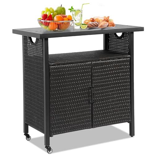 Outdoor Bar Table Featuring Storage Cabinet