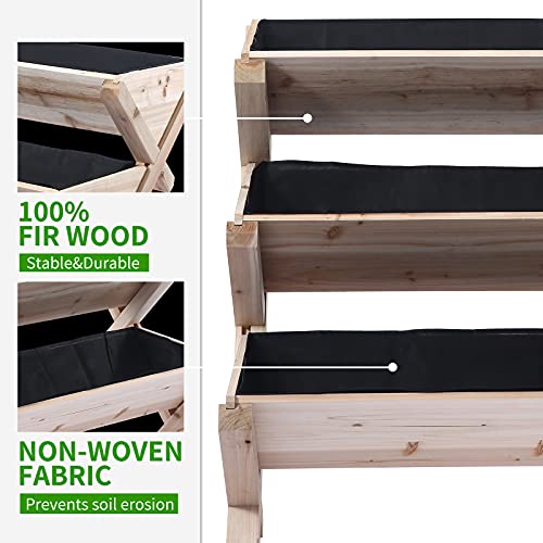 3 Tiers Wooden Vertical Raised Garden Bed with Legs
