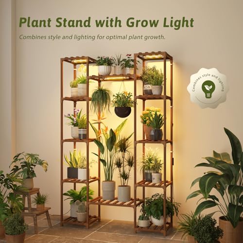 Plant Stand Indoor with Grow Lights for Indoor Plants 62.2'' Tall Plant Shelf 12 Tiers Sturdy Plant Rack for Plants Dispaly for Living Room Garden Patio Decor (12 Count)