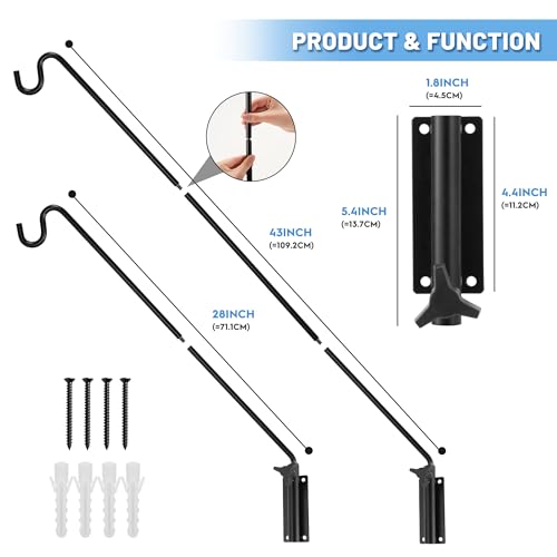 2 Packs Heavy Duty Deck Hook Wall Mounted (2 Count)