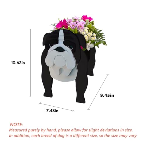 Black English Bulldog Dog Planter Pots