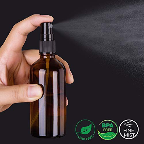 4oz Amber Glass Spray Bottles for Essential Oils (4 Count)