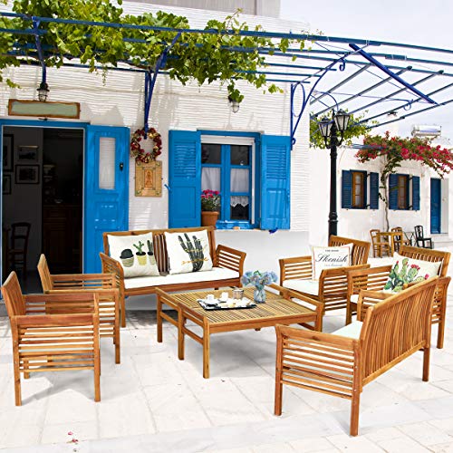 8 Piece Outdoor Acacia Wood Sofa Set w