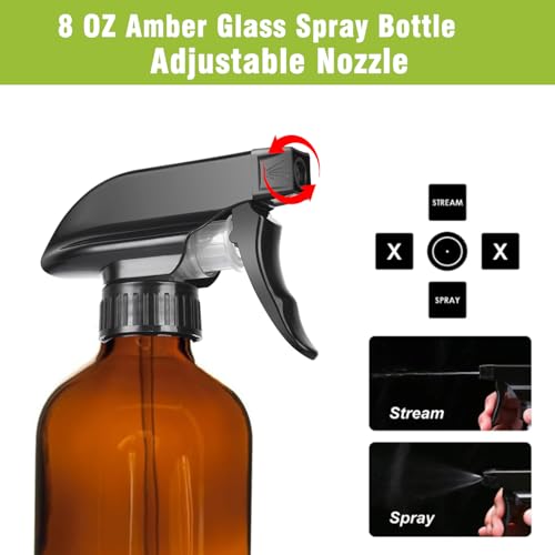 8OZ Amber Glass Spray Bottles