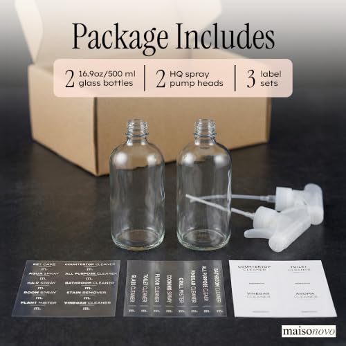 Clear Glass Spray Bottle for Plants (2 Count)