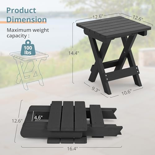 Small Outdoor Folding Side Table HDPS 14 Inch Height
