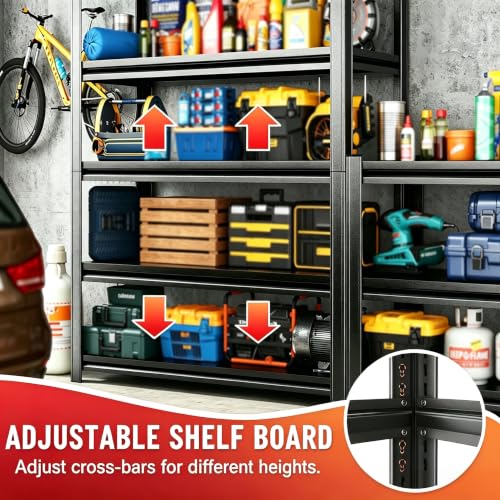 4 Tier Garage Shelving Adjustable Storage Shelves (4 Tier-39.3"W x 17.7"D x 54.3"H)