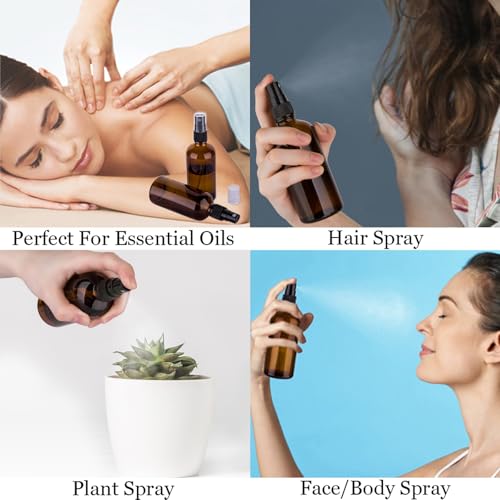 4oz Amber Glass Spray Bottles for Essential Oils (4 Count)