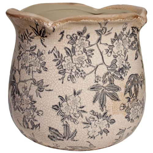 Vintage Ceramic Planter & Utensil Holder for Kitchen Counter (Rustic Gray)