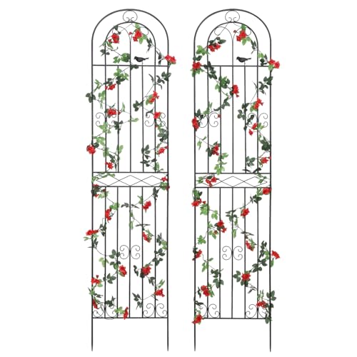 2 Pack 86.7" H x 19.7" W Metal Garden Trellis with Black Coating