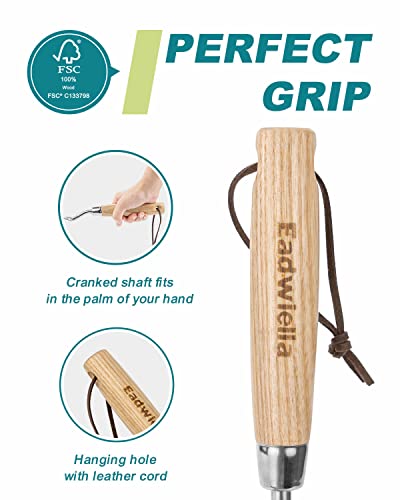 Garden Fork Hand Tool Small Weeding Fork 12 Inch with 3 Pointed Tines Wood Handle for Gardening Weeding Cultivating Digging Planting Transplanting Aerating Loosening Hard Soil