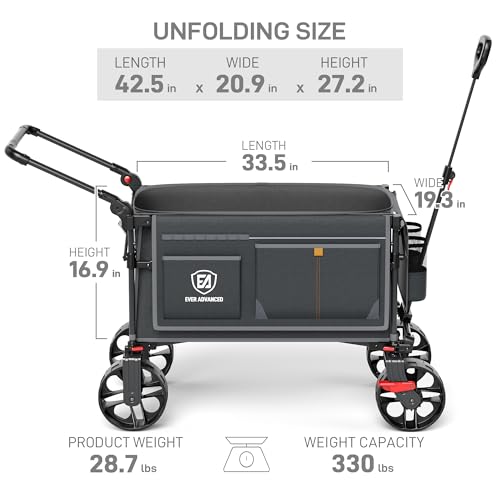 Folding Push Wagon with Brakes