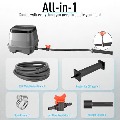 Koi Pond Aerator Pond Air Pump for Outdoor Ponds 2000