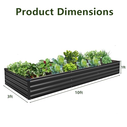 2PCS 10x3x1ft Galvanized Raised Garden Bed Kit (2 Count)