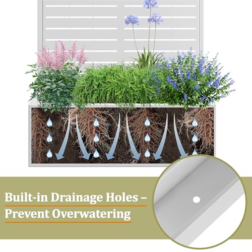 Metal Planter Box with Trellis and Drainage Hole