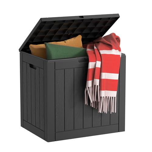 33 Gal Waterproof Outdoor Storage Box UV Resistant Deck Box (Black / 33 Gallon)