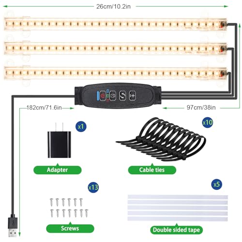 10.2'' 3 Head Grow Light Strips (Warm / 10.2Inch 3 Head 1 Pack)
