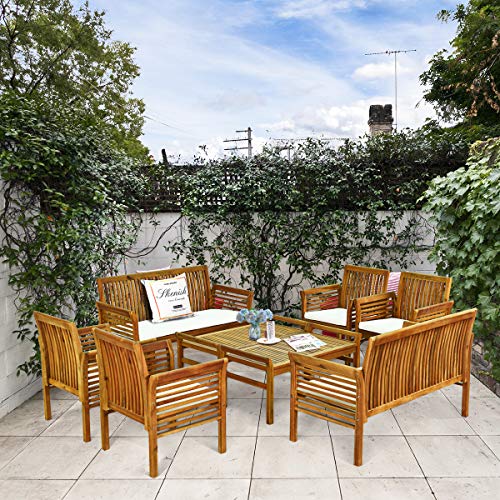 8 Piece Outdoor Acacia Wood Sofa Set w