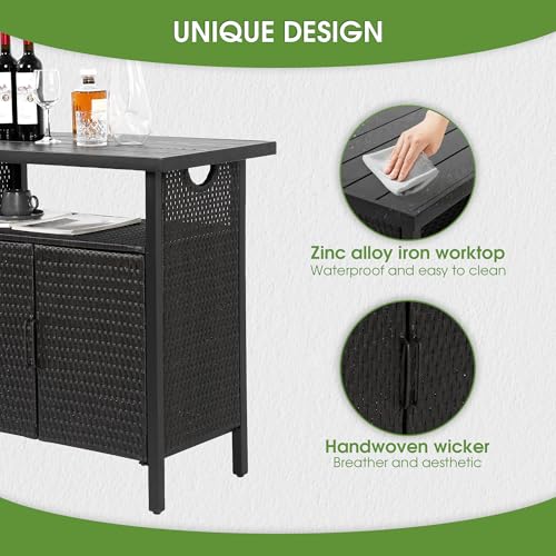 Outdoor Bar Table Featuring Storage Cabinet