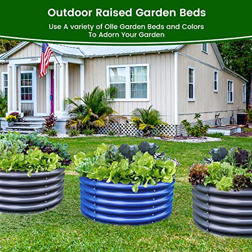 17" Tall 42" Round Blue Raised Garden Bed Kit