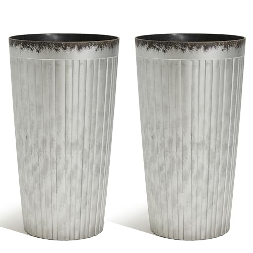 Garden 22.5" H. Plastic Planters (Silver)