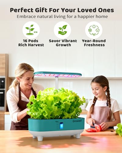16 Pods Hydroponics Growing System Kit with 3 Light Modes & 2 Timer