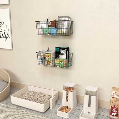 2 Sets Black Extra Large Hanging Wall Basket with Steel Hooks (2 Count)
