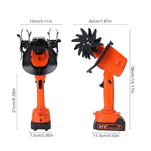 24V Cordless Electric Tiller with 2 Rechargeable Batteries