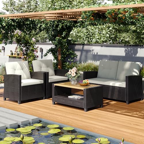 4 Piece Patio Furniture Set (Beige / 4)