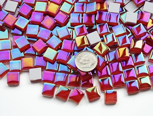 0.66lbs Ruby Red Iridescent Mosaic Tiles (10.56 Ounce)