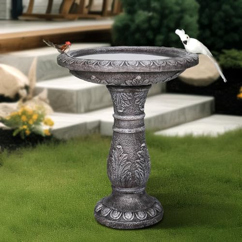 24.4" H Cement Bird Bath for Garden