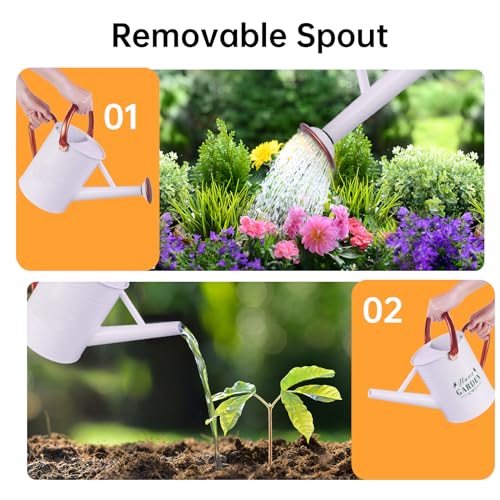 Metal Watering Can for Outdoor Plants (White)