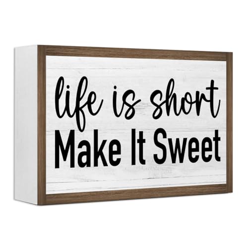 Life is Short Make it Sweet Wooden Box Sign Desk Decor (Life is Short Make it Sweet)