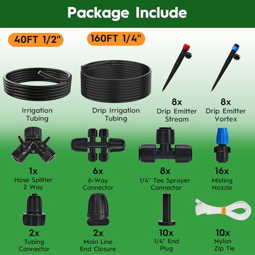 200FT Quick Connect Drip Irrigation System