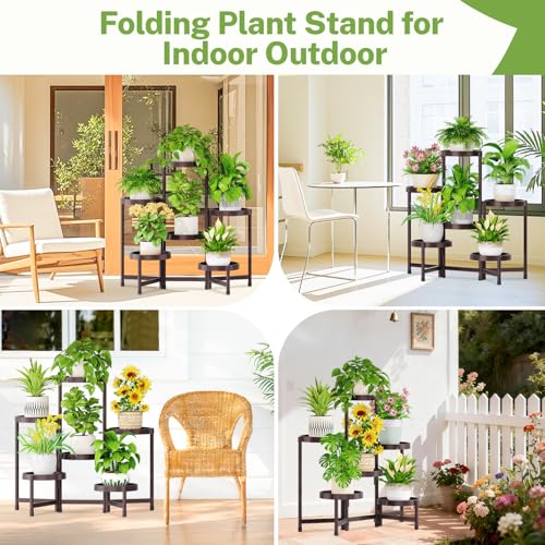 6 Tier Folding Plant Stand Indoor Outdoor (Violet Bronze / 6 Tiers)