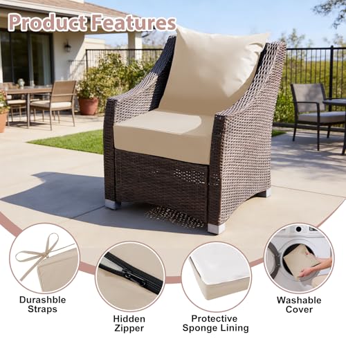 Outdoor Deep Seat Cushion Set (24*24+5.75/25*22.5" / Beige)