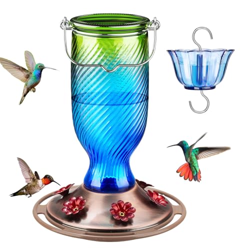 24 Oz Glass Hummingbird Feeder for Outdoors