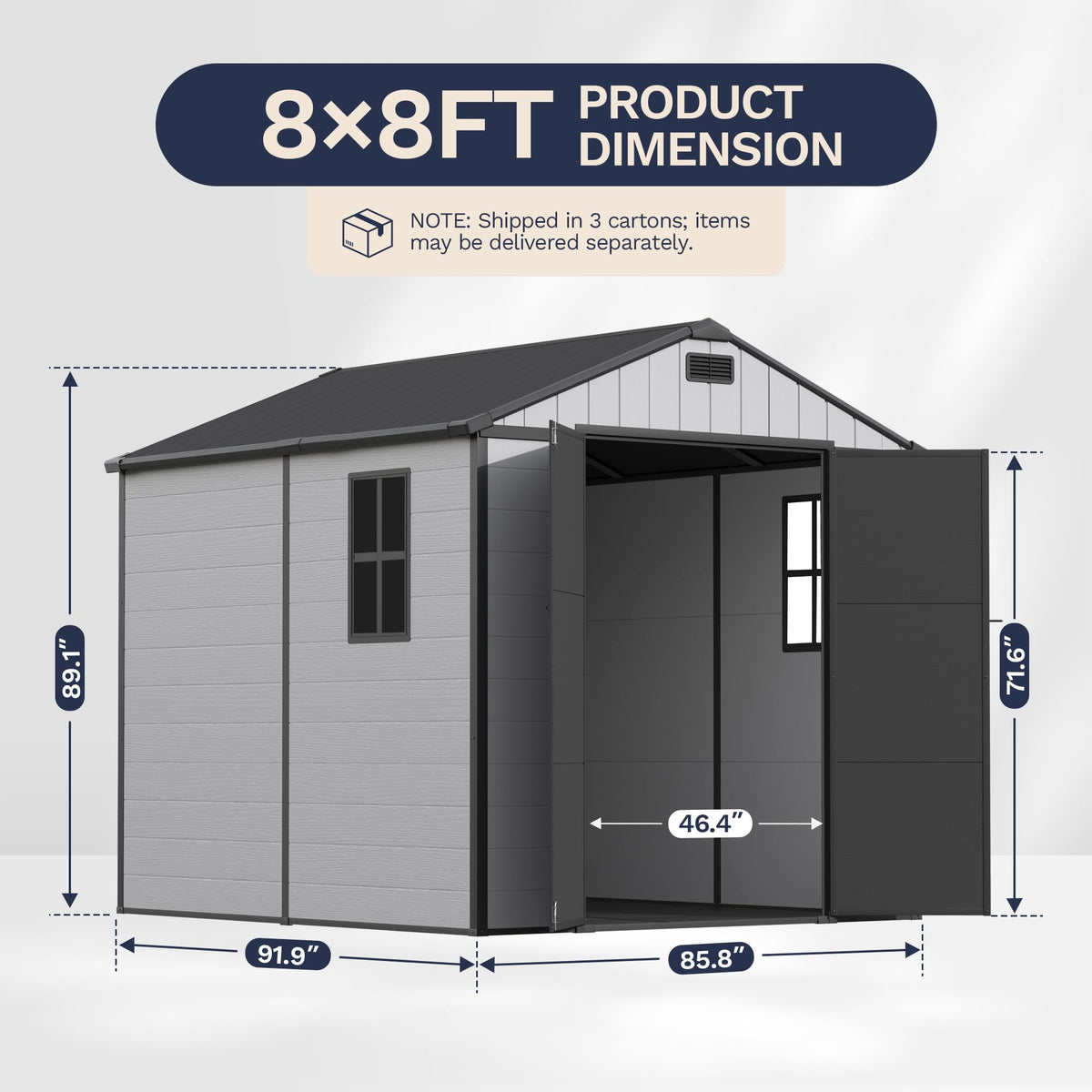 8x8FT Resin Outdoor Storage Shed with Floor (8x8FT / Light Gray)