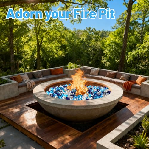 Blended Fire Glass Diamonds (Diamond 20LB / Crystal Clear+Cobalt Blue+Caribbean Blue)