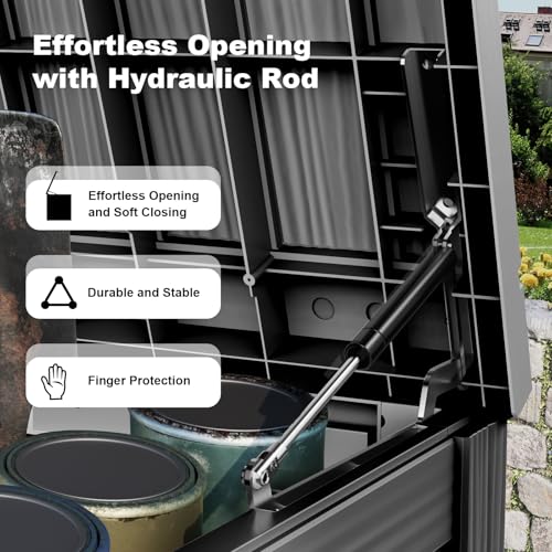 200 Gal Deck Box Resin Waterproof Outdoor Storage Box Black